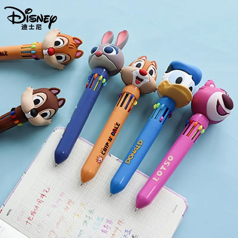 

Disney Cartoon Ballpoint Pen Cute and Creative 10-Color Press-type Multi-function Pen Multi-Color Pen Student Stationery Gift
