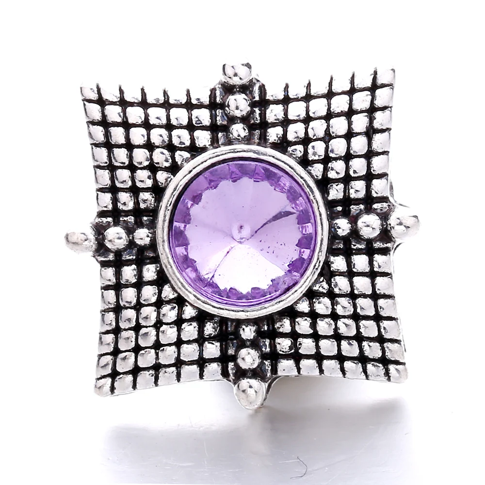 15pcs Square 18mm Snap Buttons With Rhinestone Charms Fit Snap Bracelets Bangles Necklace Jewelry