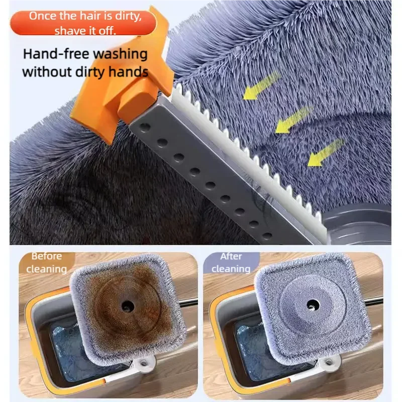 Lazy Floor Floating Mop Microfiber Spin Mop & Bucket Floor Clean with 3 Extra Refills Mop Sewage Separation Mop Free-Hand Wash 6