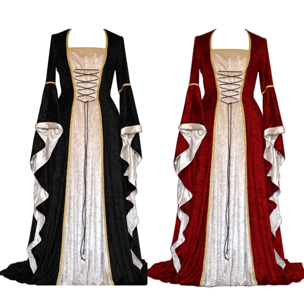 Winter-Velvet-Women-Medieval-Long-Dress-Retro-Court-Princress-Queen ...