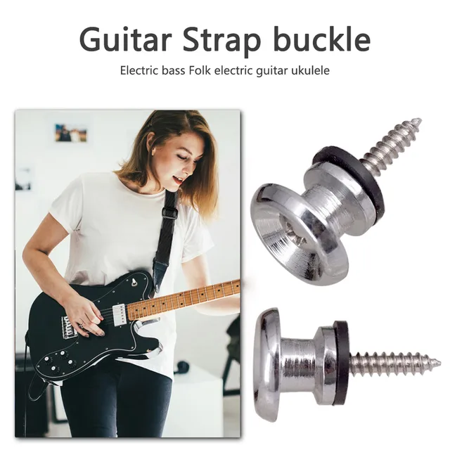 4 Pezzi Blocca Cinghia Chitarra Elettrica In Metallo Pulsanti - Foto 8