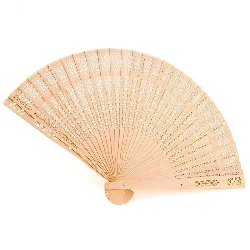 Chinese Sandalwood Folding Hollow Wooden Handheld Fan Paper Fan Handheld Fan Chinese Style Decorative Fan