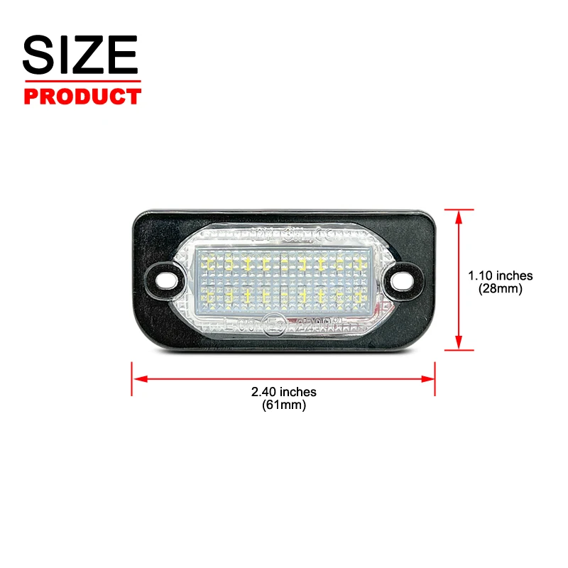 2Pcs For Benz W203 2-Door Coupe White LED Number License Plate Light