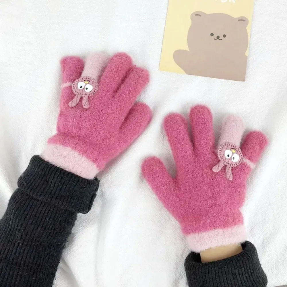 High Quality Cute Winter Gloves Warm Unisex Rabbit Gloves Five Finger Gloves for 2-6 Years Old Boys and Girls