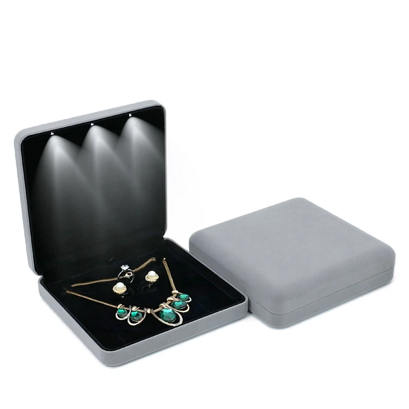 Luxury LED Velvet Jewelry Box – Elegant Organizer Case for Rings, Necklaces, Earrings, ... - SKU LJB17001 - UGI Packaging