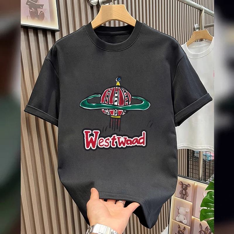 Summer Cotton Cartoon Color Printed Tide Brand Tee Loose American T-shirt Casual Round Neck Short Sleeve cotton short sleeved shirt