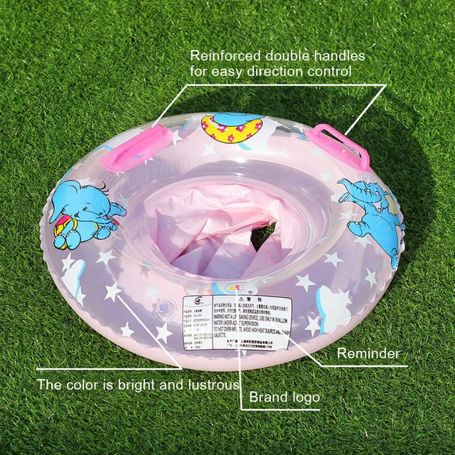 Baby Swimming Pool Rings Seat Cute Inflatable Swim Ring Float Seat Swim Circle with Dual Handle for Baby Toddlers Pool Bathtub 5