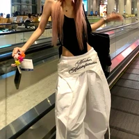 MEXZT Y2K White Cargo Pants Women Streetwear Embroidery Baggy Sweatpants Harajuku Wide Leg Joggers Summer Oversized Trousers New - Image 2