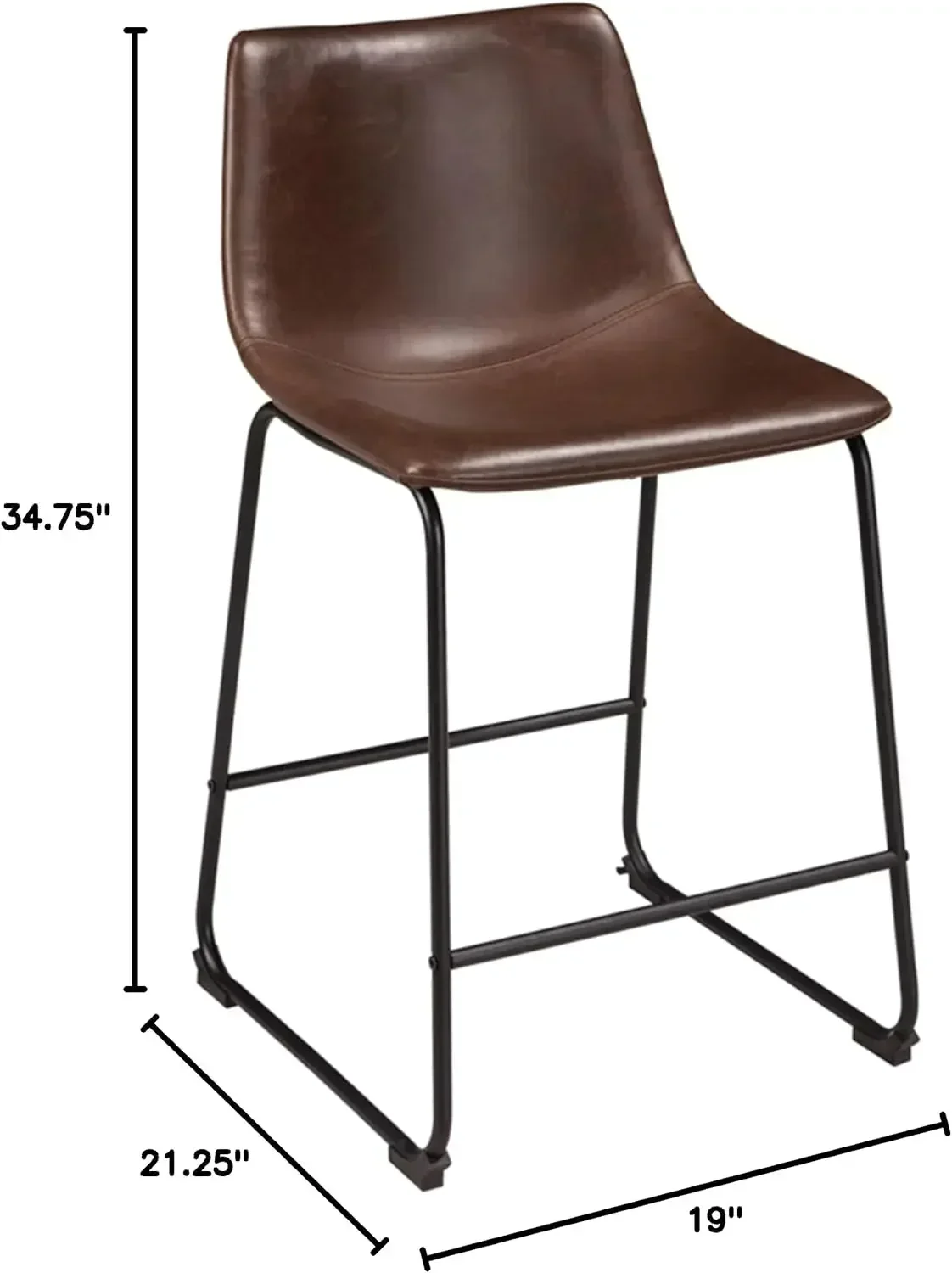 New2025-Centiar 24" Counter Height Modern Bucket Barstool 2 Count, Brown