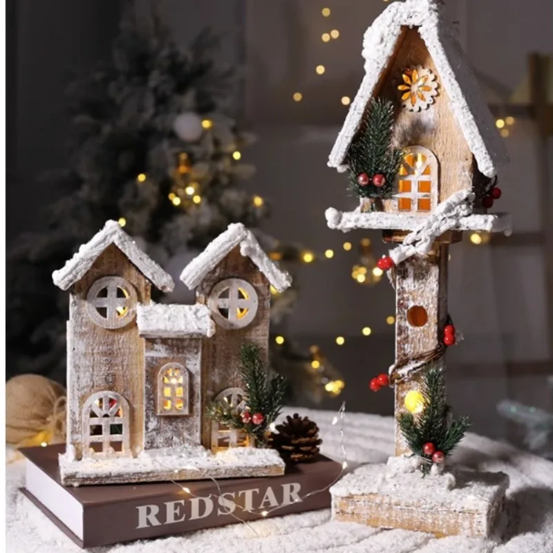 

Рождественское оформление, подсветка, деревянный домик, Рождественский Декор для дома, новогодние и рождественские подарки, рождественские украшения Microlandscape