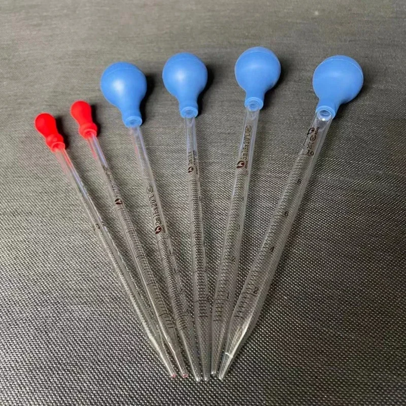 Glass Graduated Pipette Dropper 0.5ml/1ml/2ml/3ml/5ml/10ml Scaled Transfer Pipette with Rubber Head 1pcs