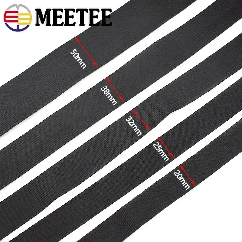 5M 1.6mm Thick Black Webbing Tapes for Bag 20-50mm Knapsack Strap Bias Binding Garment Decoration Ribbons DIY Sewing Accessories