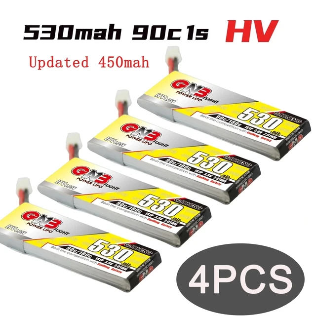 4 Batterie LiPo 660mAh 1S 3.8V LiHV 90C Per Droni E RC - Connettore JST-PH 2.0
