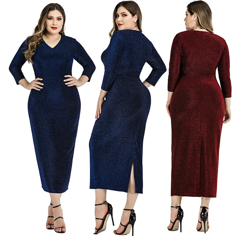 

New Chic Velvet Bodycon Plus Size 4XL Dresses Women Dress Elegant Sexy Birthday Party Evening Midi Dress Ladies Offers 5XL Robe