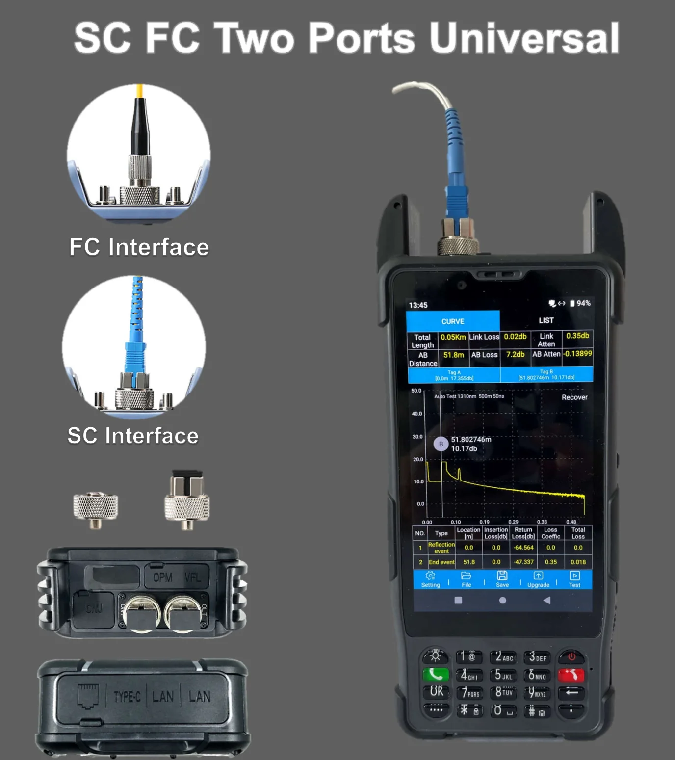 S337V2 Telecom Test PDA Support Gigibit Speed Test OTDR TDR