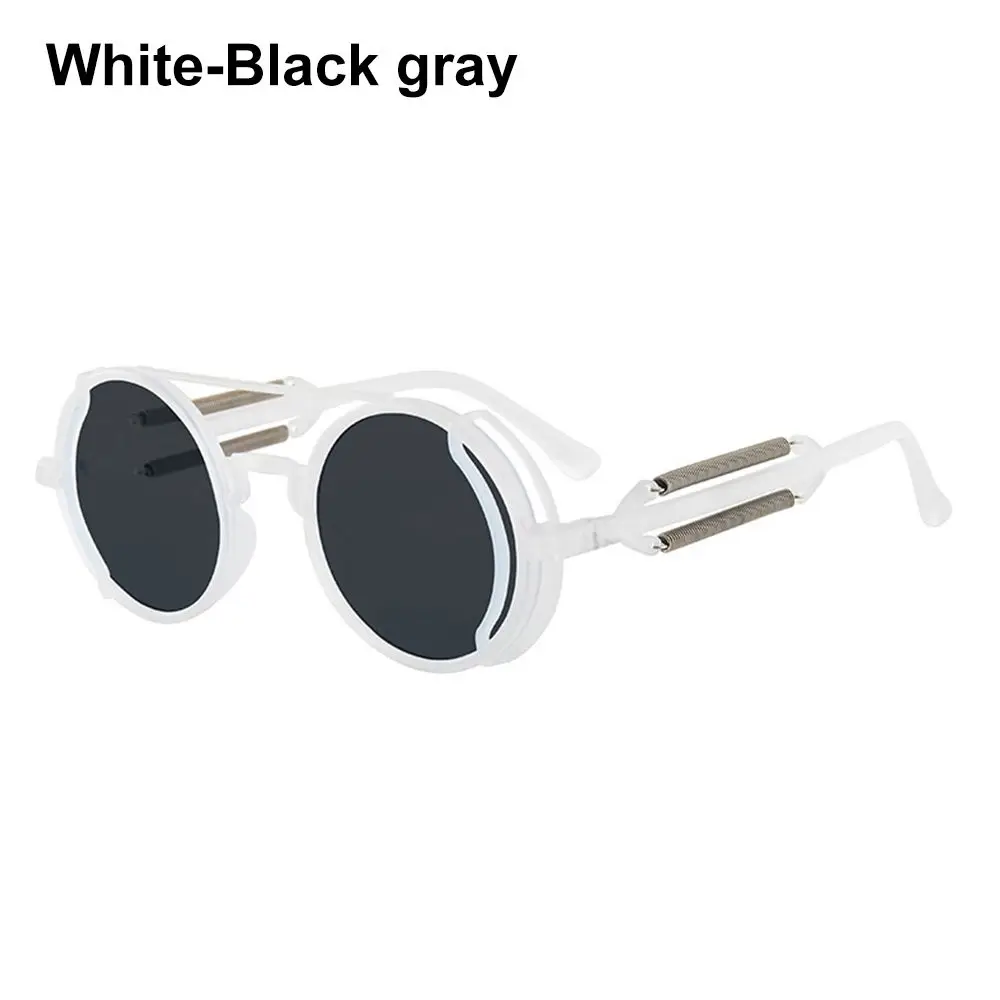 Punk Steampunk Sunglasses Double Spring Temples Sun Glasses Fashion Round Sunglasses Gothic Style UV400 Protection Eyewear black sunglasses women Sunglasses
