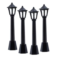 4Pcs Street Post Lights Model Railway Train Lamp Post Lights Miniature Village Pathway Lantern Post for DIY Dollhouse 1