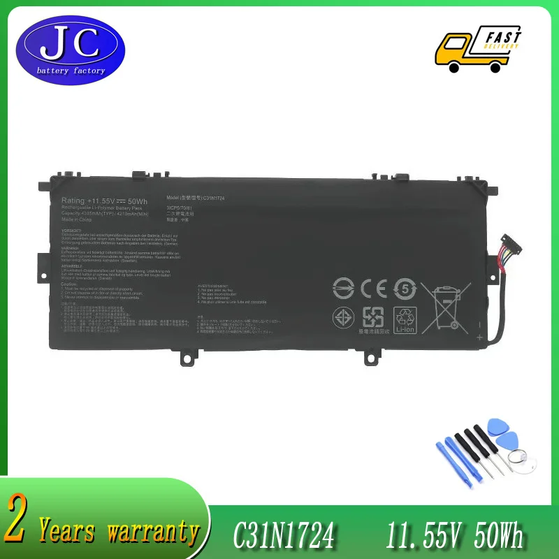 Jcljf Batteria Per Laptop C31N1724 Di Alta Qualità Per Asus Zenbook 13 Ux331Fa Muslimexux331U Ux331Ual Ux331Un U3100Fal 11.55V 50Wh