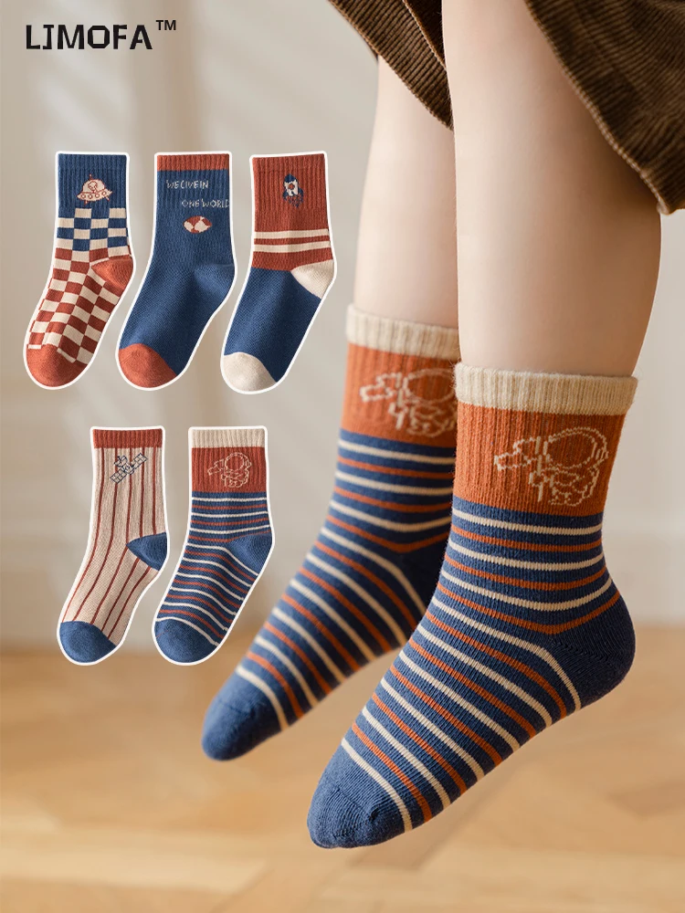 5 Pairs Cotton Kids Socks Dinosaur Cartoon Cute Toddler Girls Socks Casual Sport Boys Warm For Baby C159 kids socks