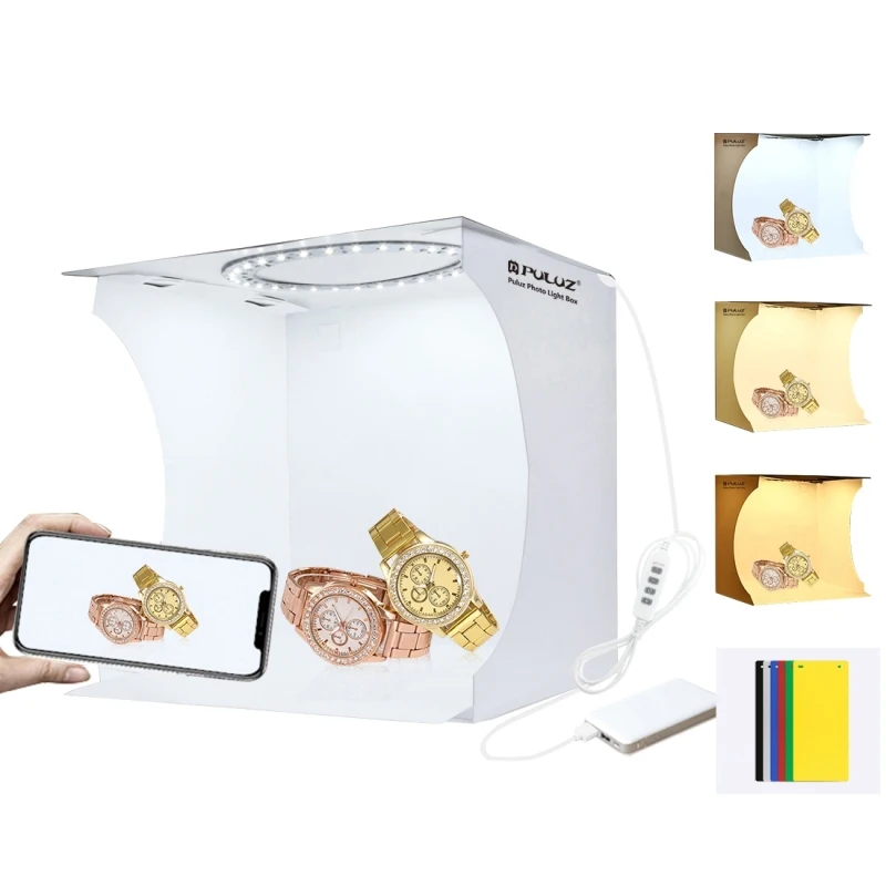 Photo Studio Box Ring Light Folding Portable with 6 Backdrops Photography Softbox Studio Shooting Tent