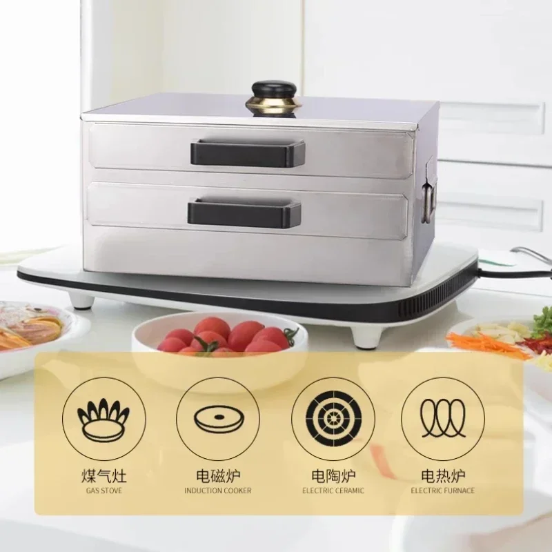 Household small rice noodle machine 304 stainless steel steamer rice noodle machine bracket drawer type 6