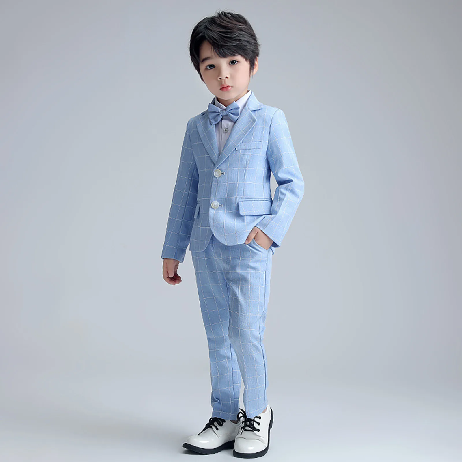Classic Kids Piano Clothing Sets Formal Checkered Baby Boy Wedding Suits Dresses Children Festive Costume Elegant School Uniform