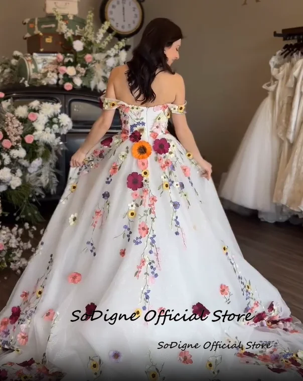 SoDigne A-line Flowers Embroidery Tulle Wedding Dress Sweetheart Off Shoulder Long Beach Bride Gown vestidos de novia Customized 13 S54329f749ca549e1842b2e0d2a6a3a847
