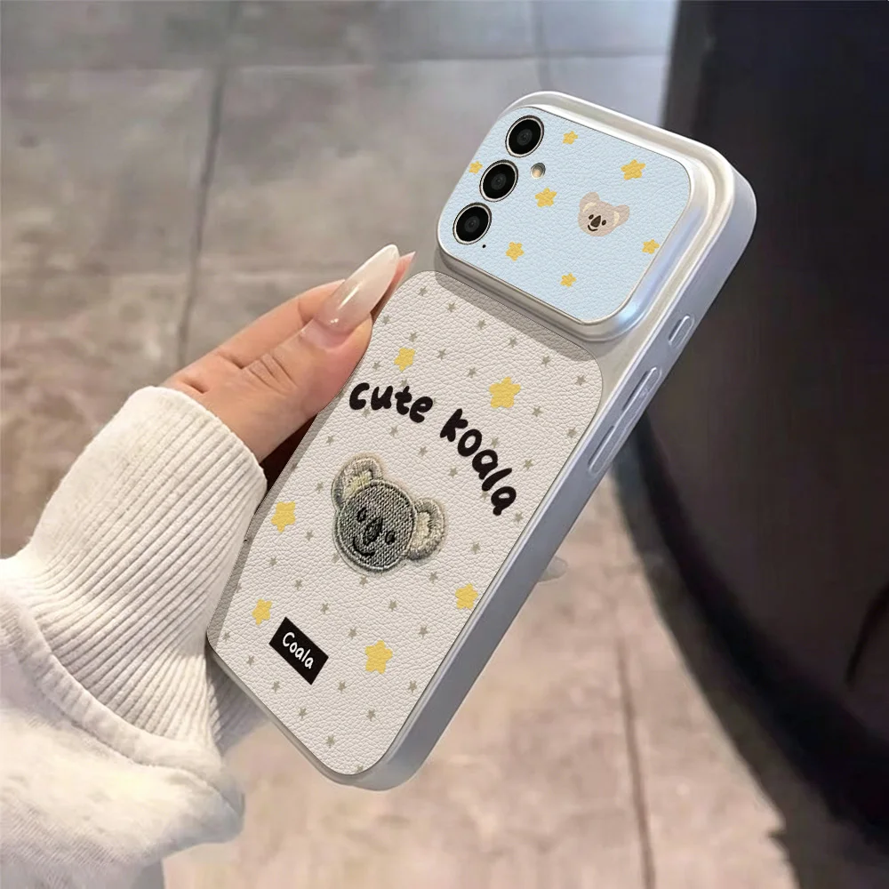 Kawaii Star Koala Phone Case in Blue and White with Built-in Bracket