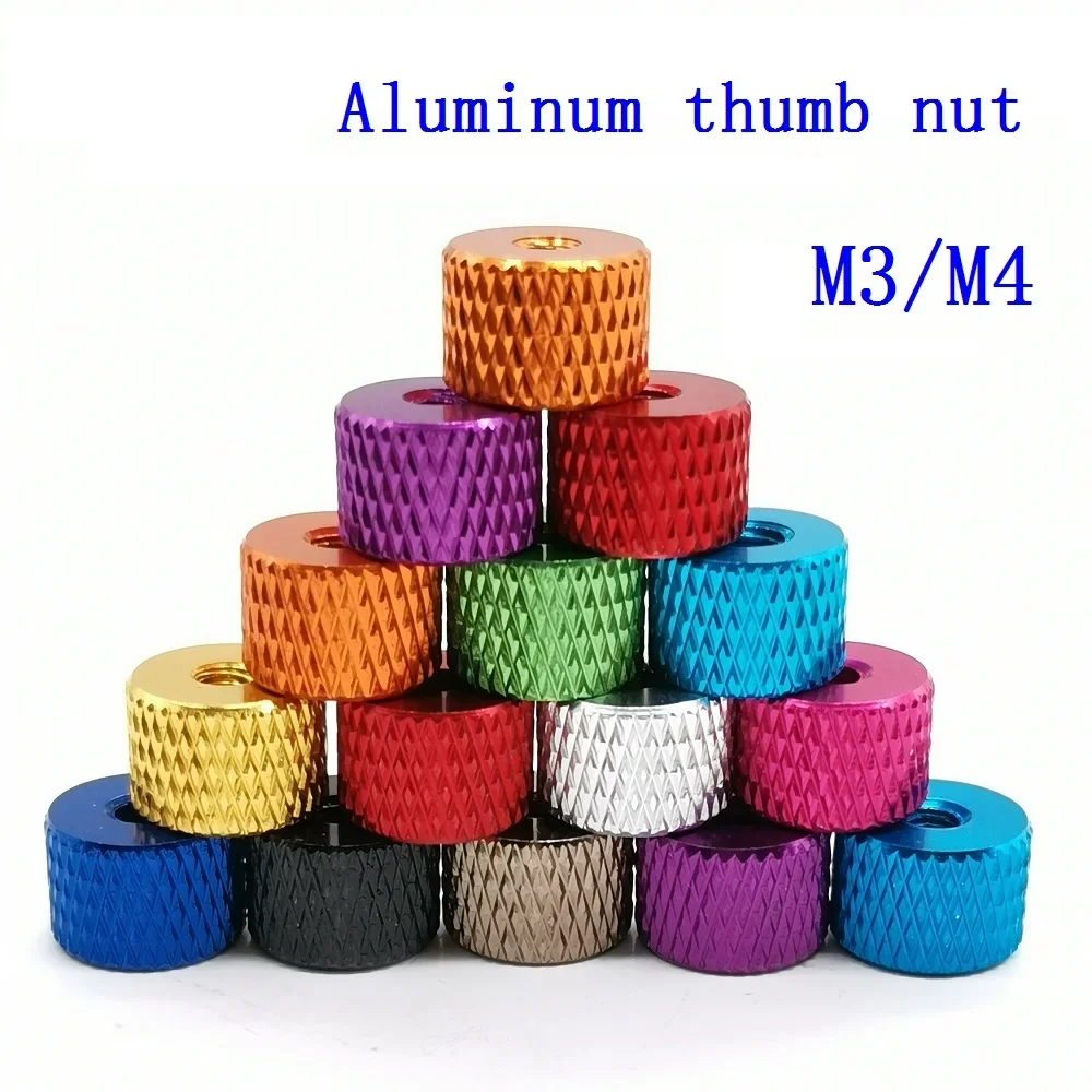 Aluminum Thumb Nut M3 M4 Aluminum thumb nut Knurled Hand round nuts anodized 11 colors 10pcs