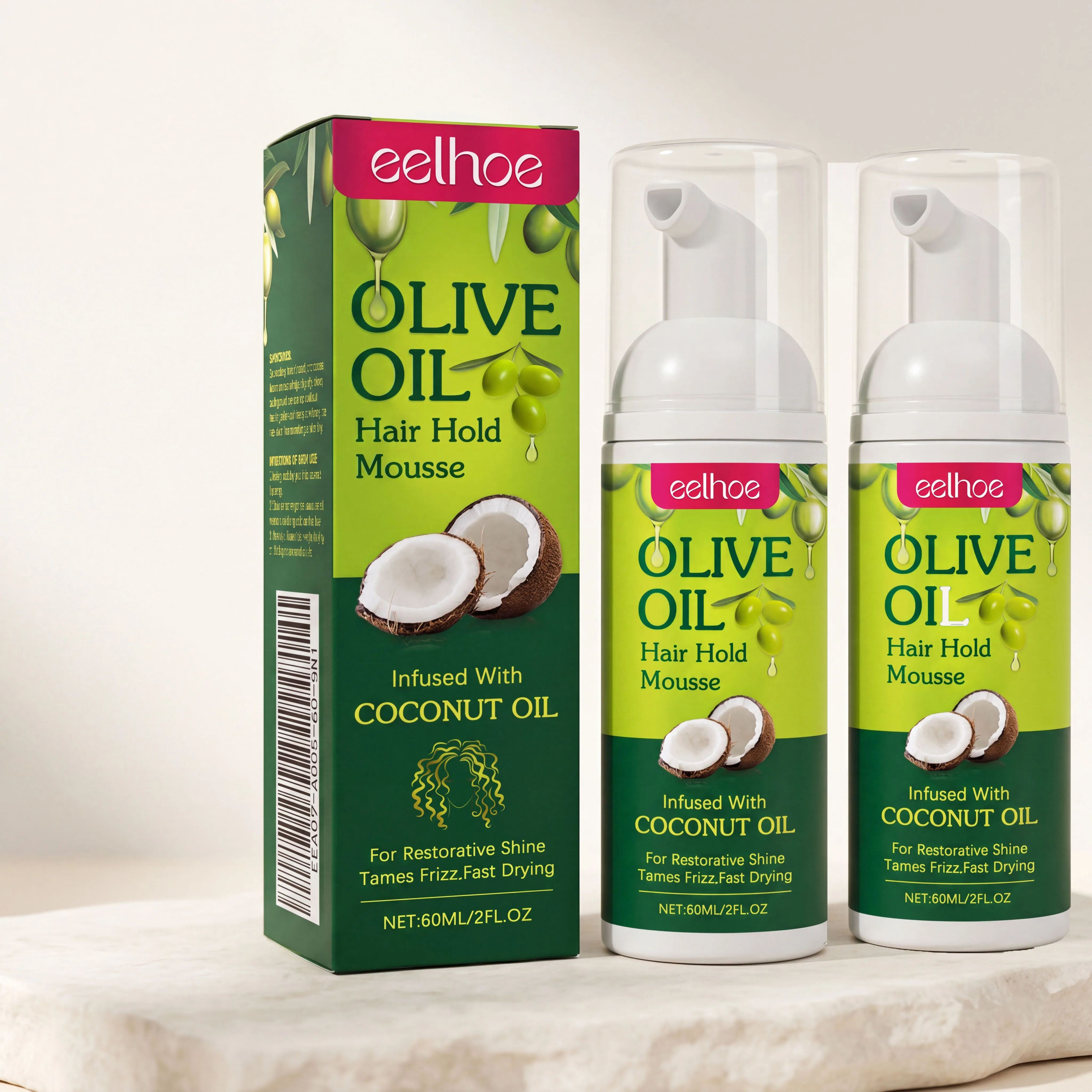 Olive Oil Hair Styling Mousse Long-Lasting Moisturizing Keep Hair Curly Not Loose Reduces Frizz Fluffy Curling Hair Hold Mousse