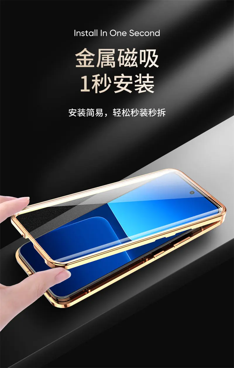 For Xiaomi Mi 13 Mi13 5G Case 360 Full Protection Front Tempered Glass Cover with Back PU Leather Case for Xiaomi 13 Xiaomi13 5G