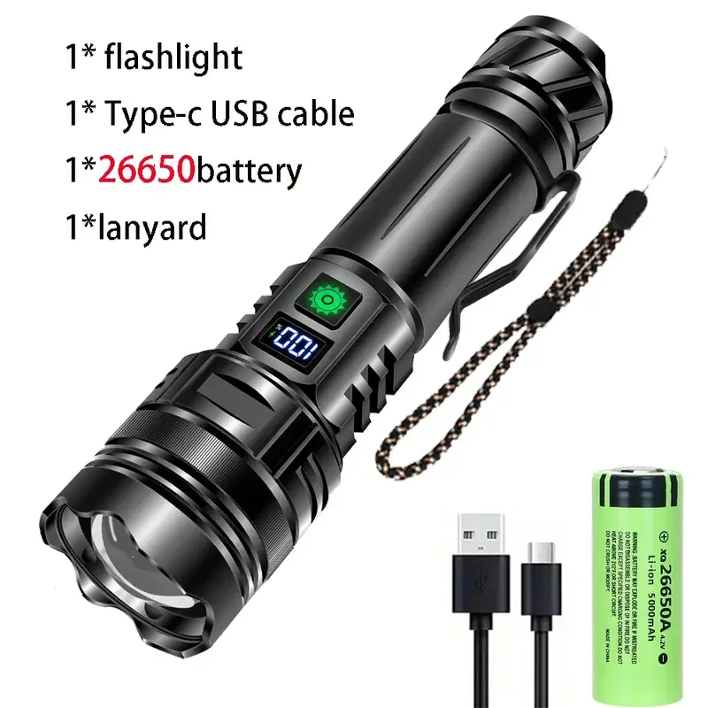 Rechargeable GT10 Flashlight Super Bright Portable Ultra Power Long Range Tactical Torch Lamp Outdoor Emergency Camping Lantern - Image 8