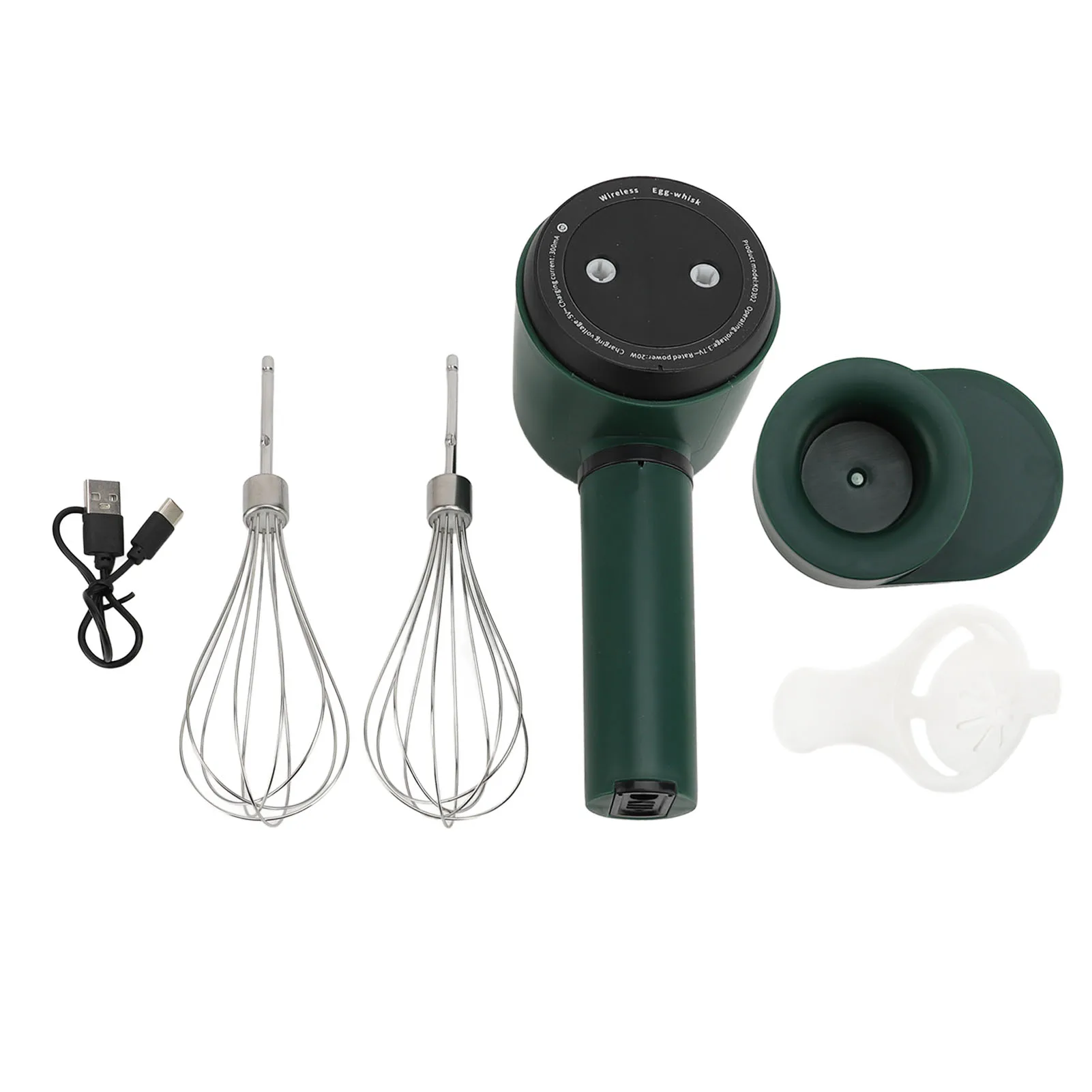 USB Handheld Egg Beater Easy To Clean Cordless Hand Mixer Plastic Stainless Steel Splashproof Powerful Lightweight for Kitchen