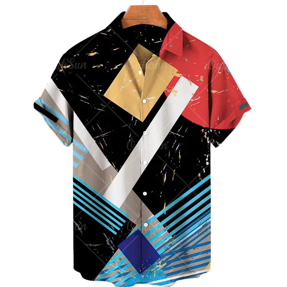 2024 3d Graffiti Oil Painting Printed Shirt Men Fashion Streetwear Hawaiian Beach Casual Lapel Plus Size 2024 3