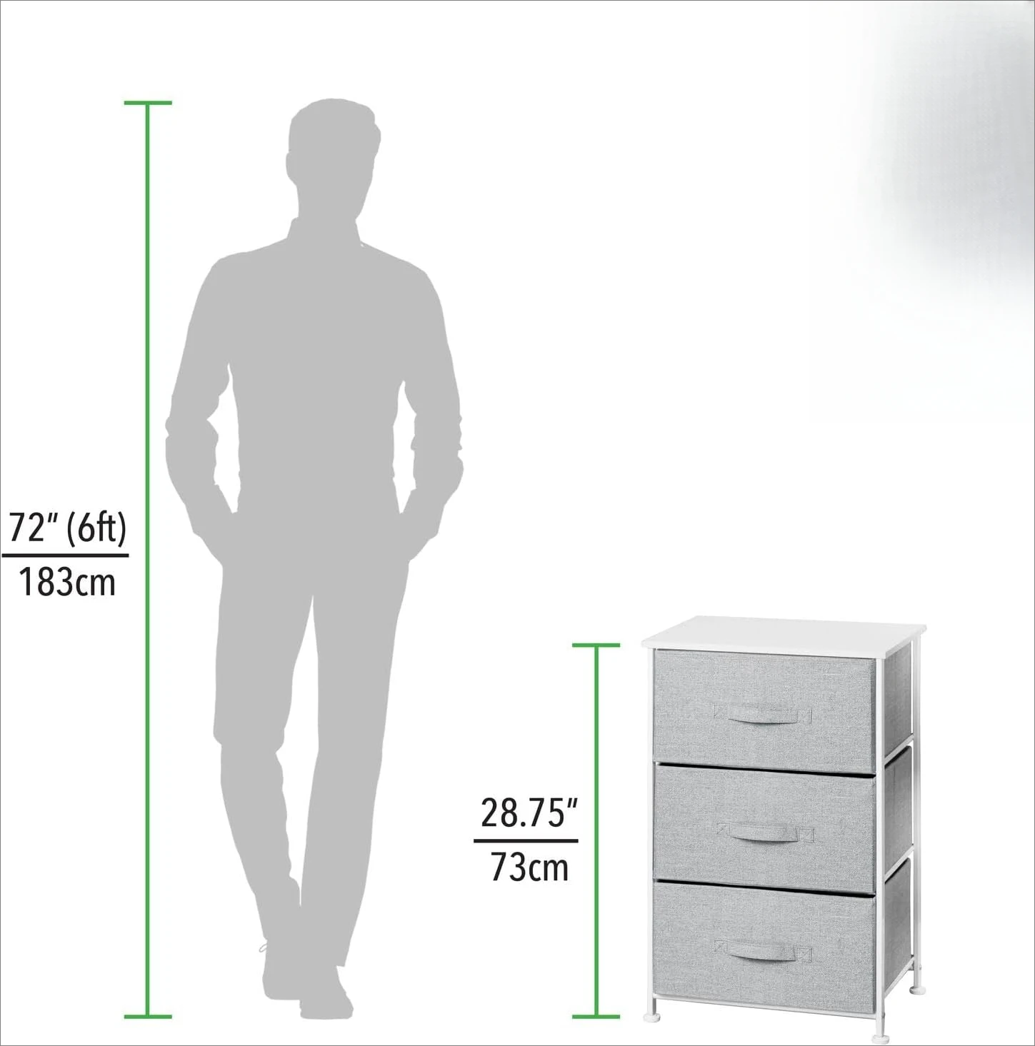 Steel Top and Frame Storage Dresser Tower   Fabric Drawers for Bedroom, Living Room, or Bathroom - Holds Clothes, Accessories 6