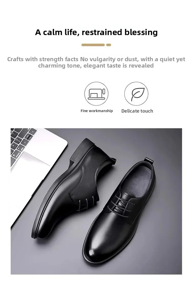 أحذية زفاف غير رسمية من الجلد الناعم للرجال نمط جديد للأعمال الرسمية قابلة للتنفس للخريف النسخة الكورية البريطانية بمقدمة مدببة للعريس S