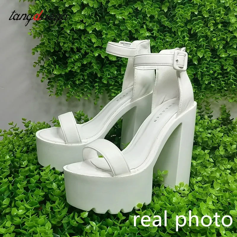 Super high heels 13.5cm Chunky Heel Sandals Women Fashion Elegant Party Wedding Pumps Women Sexy Luxury Peep Toe Platform Sandal