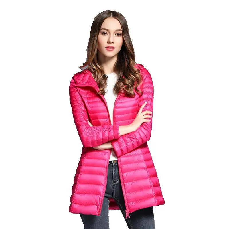 New Warm Women's Lightweight Down Jacket Coats Down Puffer Jacket Women Hooded Slim Outerwear Windproof Windbreaker Coat
