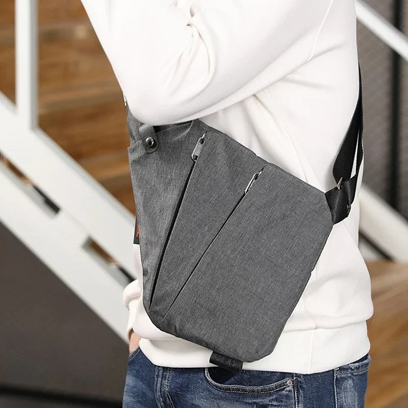 Chest Bags Crossobdy Bags for Men Waterproof Male Multifunction Cross Body Messenger Bag Single Shoulder Grey Fanny Pack Sac - 6