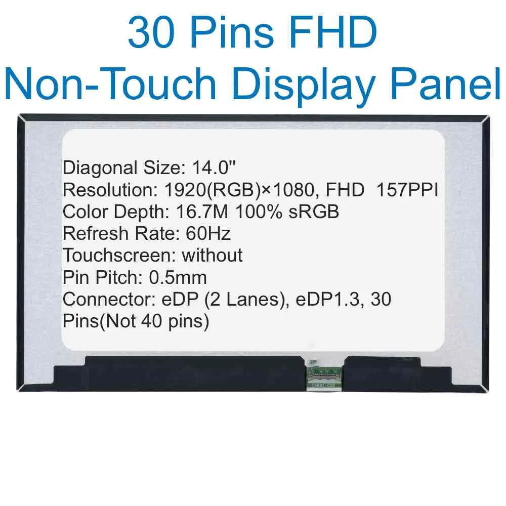 Écran LCD for Ordinateur Portable, Compatible avec Dell, Latitude, 14