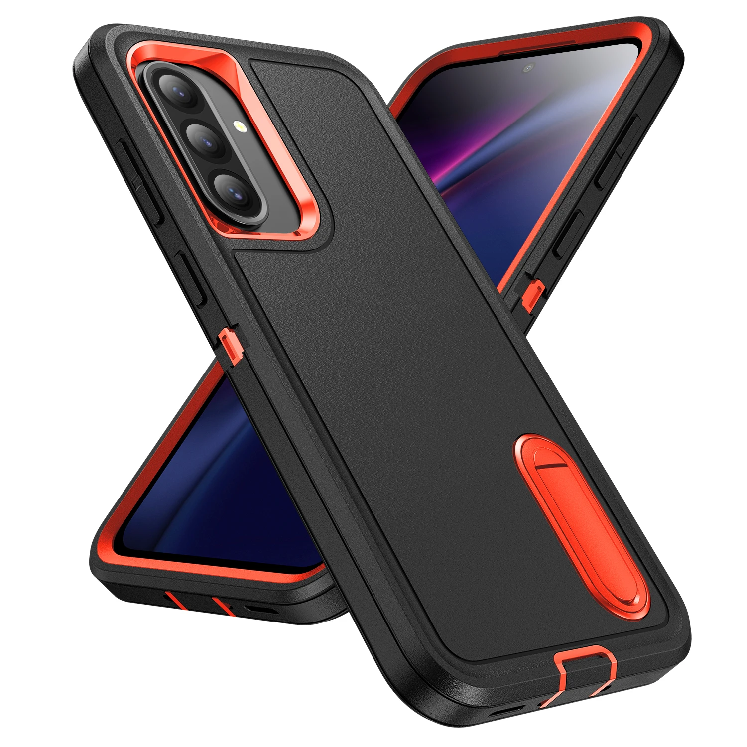 Triple Protection Heavy Armor Shockproof Phone Case with Hard Plastic Frame and Soft TPU Back Cover