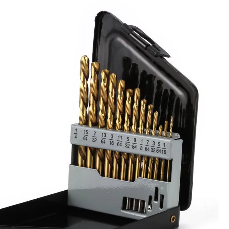 13pcsSetLeftHandedDrillBitSetM2HSSwithTitaniumNitride