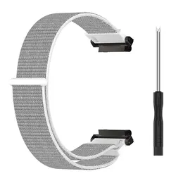 Nylon Loop Strap Smart Watch Band Bracelet - Universal Wristband Replacement for Amazfit T-REX 2 (White)