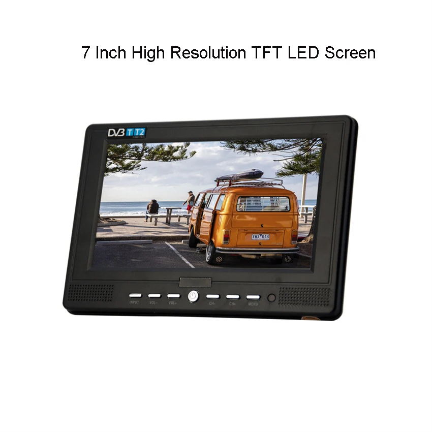 D768 7 inch Portable TV DVB-T2 ATSC Digital and Analog Mini Small Car TV Television Support USB TF AC3 USB FM Built-in Battery