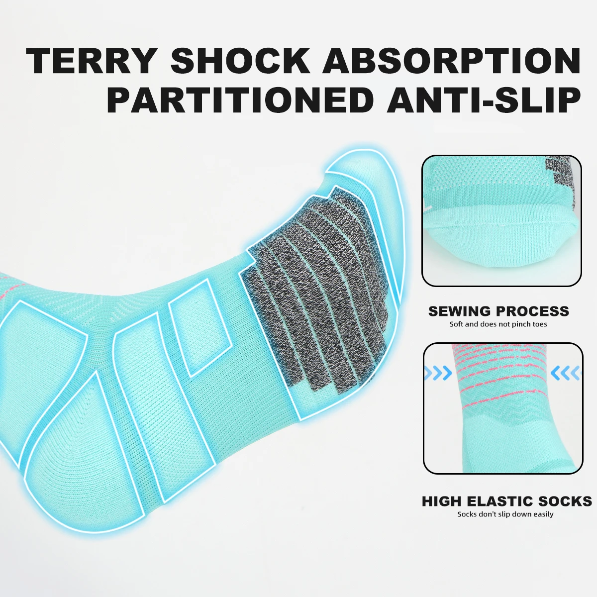 WRELS Running Socks Fitness Sports Quick Drying Sweat Breathable Professional Marathon Running Socks Anti-friction Soft Socks