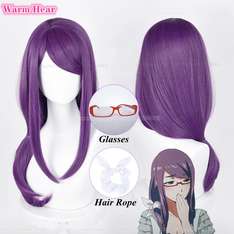 

New! Kamishiro Rize Cosplay Wig Anime COS 70cm Long Purple Wig Heat Resistant Hair Halloween Party Woman Wigs + Wig Cap