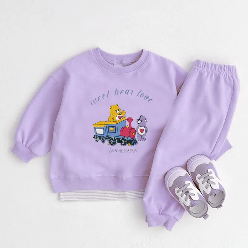 Cotton Boys And Girls Set Autumn And Spring 2-piece Set Children's Clothing Cartoon Fashion Printed Children's Pullover 2