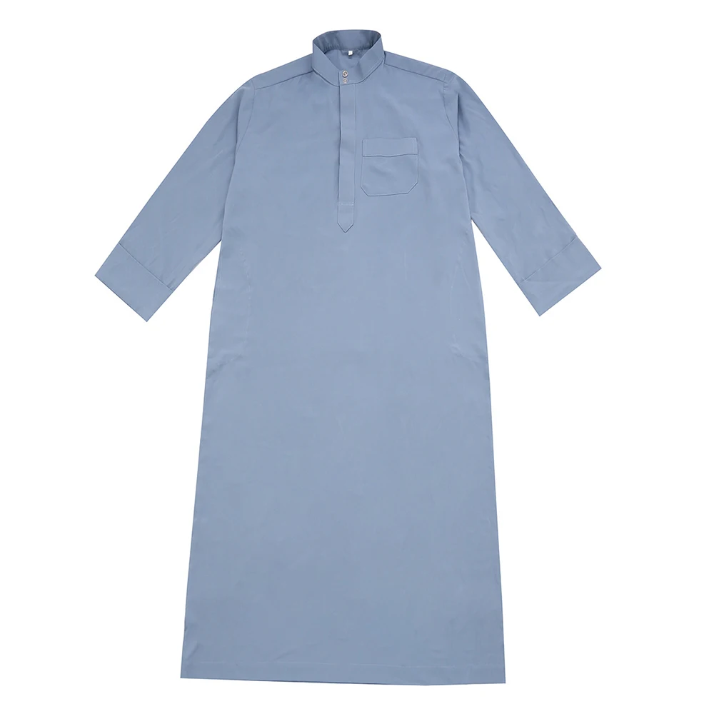 Mens Long Sleeved Robe Classical Waistband Contrasting Colors Autumn Casual Daily Arab Islamic Muslim Patchwork Men's Clothing