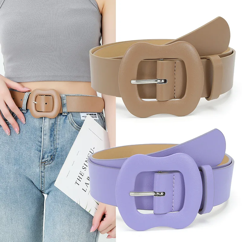 Online Sensation Candy-Colored Style High Quality PU Leather Belt For Women With Jeans And Pants Accessories Ladies Waistband