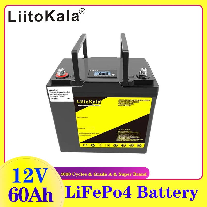 

1pcs LiitoKala 12V/12.8V 50Ah 30Ah 40Ah 60Ah LiFePO4 Battery Campers Waterproof Golf Cart Battery Off-Road Off-grid Solar energy